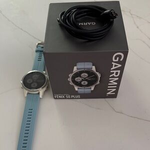 Garmin Fenix 5S Plus with Light Blue Band